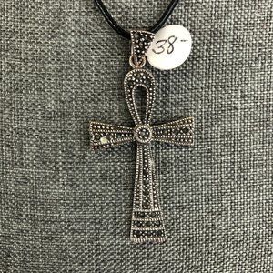 Sterling Silver Ankh with Tiny Rhinestones